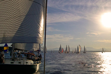 sailing at sunset